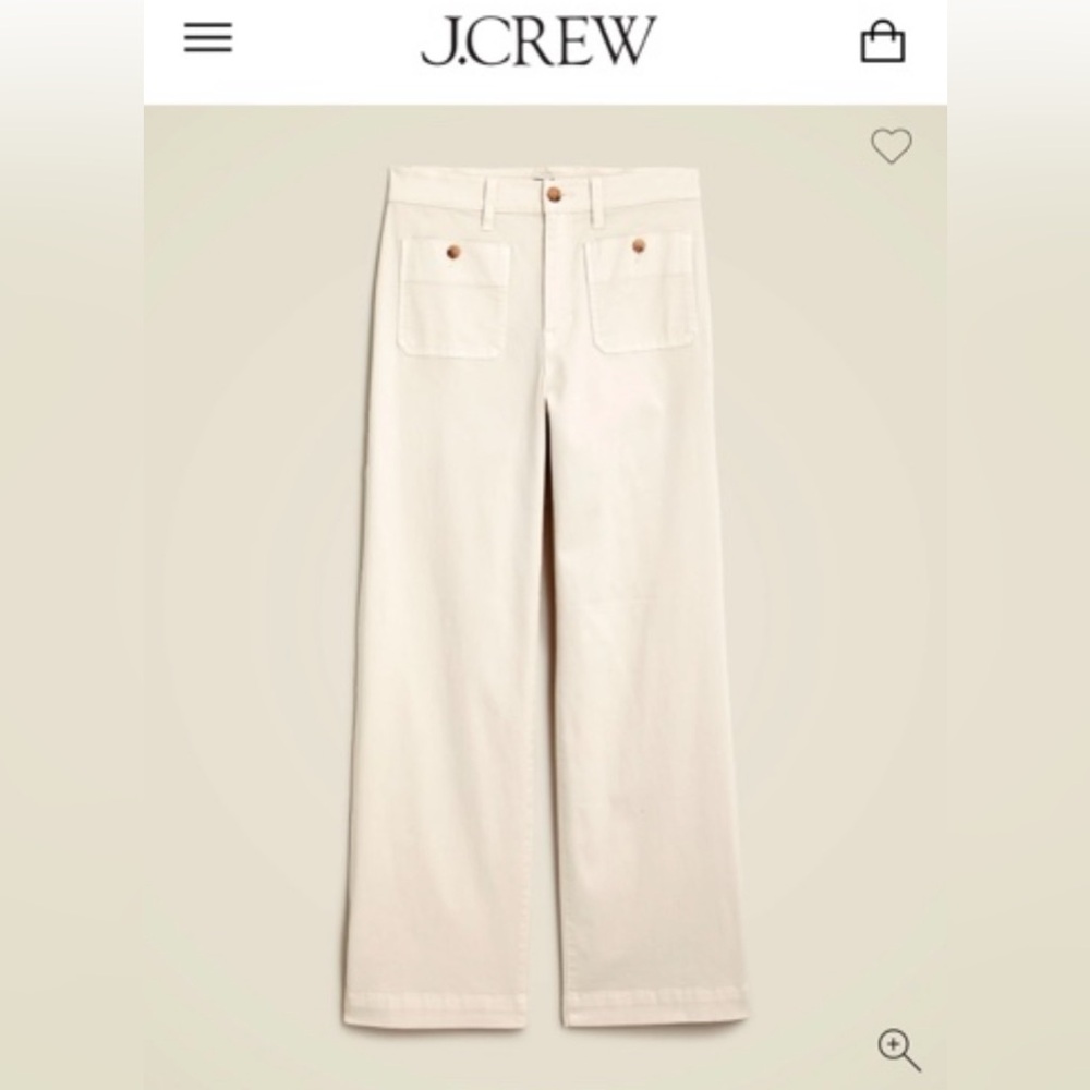 New with tags! Sailor slim wide-leg chino pants, natural colour. J Crew